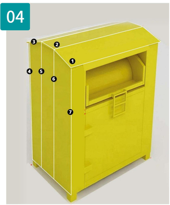 H1800mm Recykling Pojemnik do przechowywania Żółta odzież Darowizna Powłoka proszkowa