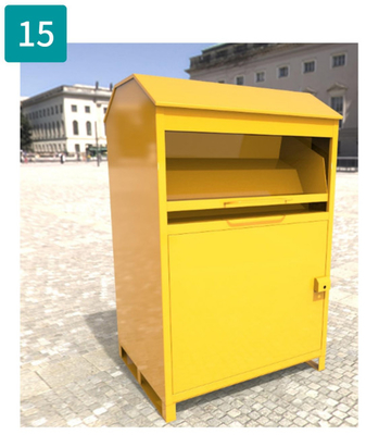 Żółta powłoka proszkowa Recykling Pojemnik na stare ubrania Buty Darowizna